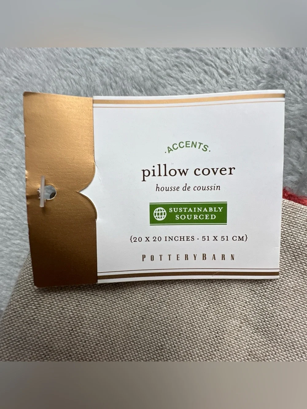 Pottery Barn Faye Linen Textured Pillow Cover Sumac Red 20
